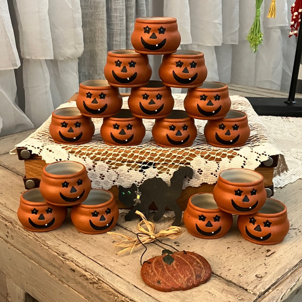 Set of Pumpkin Candle Holders